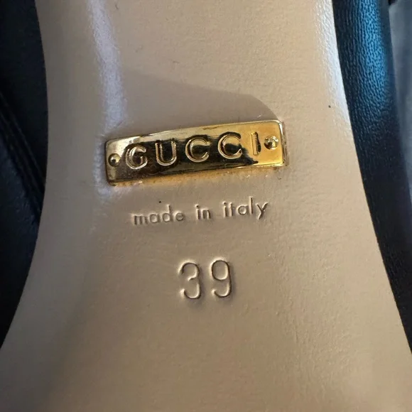 Gucci Black Napa Leather Charlotte Ankle Booties with Gold Buckle - Picture 5 of 10